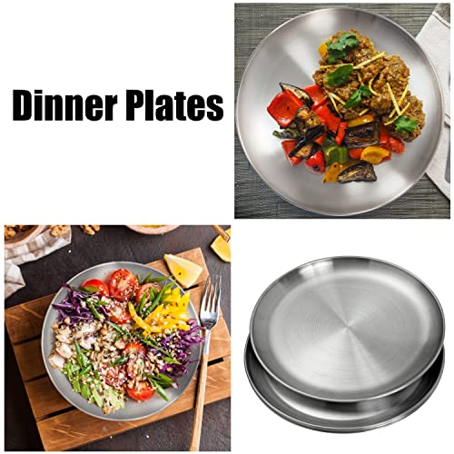 WANBY Stainless Steel Plates Metal Lightweight Steel Plate Unbreakable Dinner Dishes Plates Set Non-Toxin Dishwasher Safe BPA Free and Healthy (4 Pcs) - Image 6