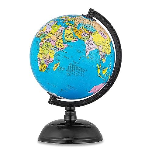 Image of Magicwand Metal & Board Political Educational Laminated Rotating World Globe with Metal Base (5 inch Globe Black MetaI Base)