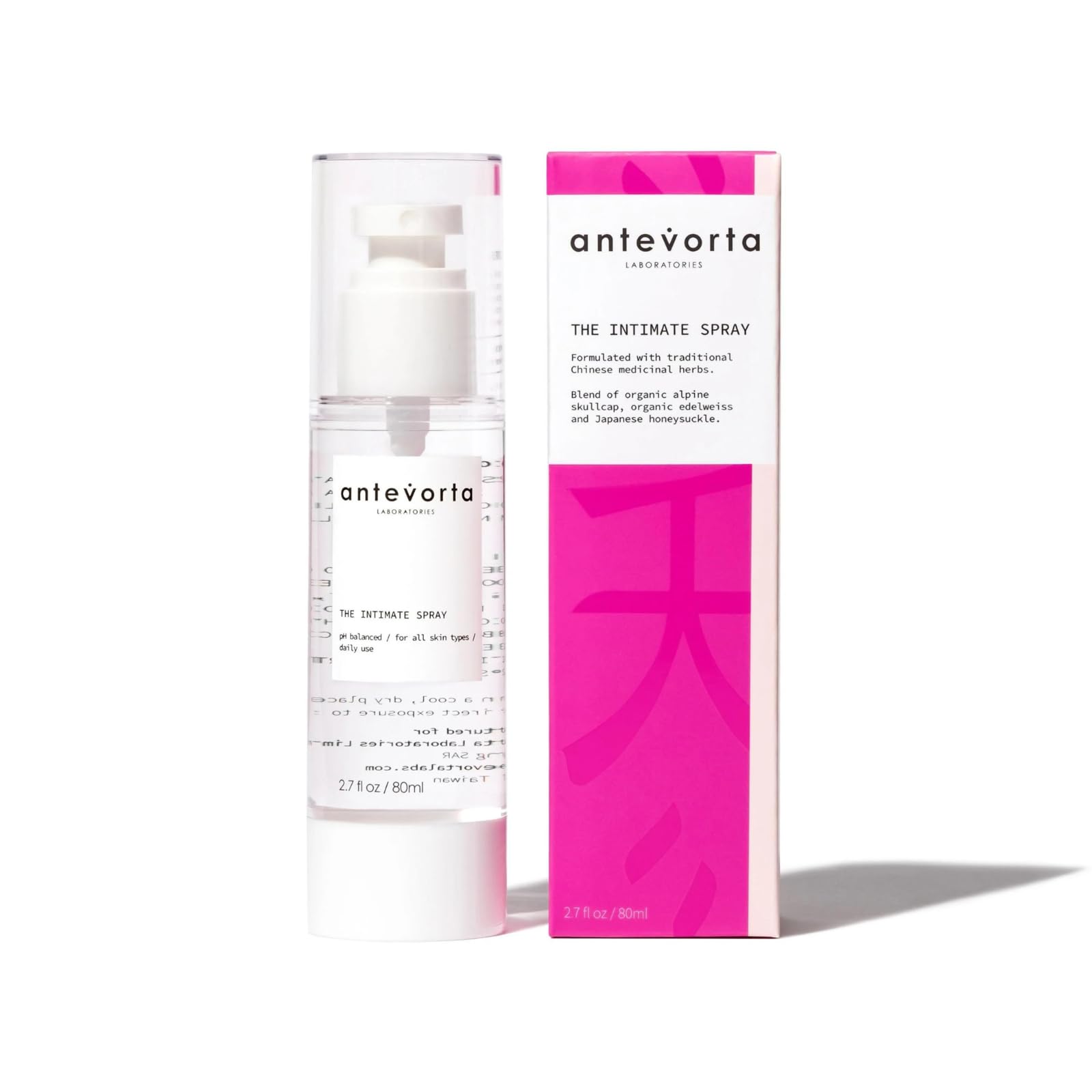 Antevorta The Intimate Spray Moisturizing & Hydrating for Dryness, Odor, Itching, Neutralizes Odor, Irritability With Organic Alpine Skullcap,