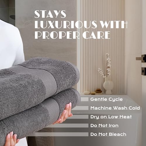 Image of White Classic Luxury Soft Bath Sheet Towels - 650 GSM Cotton Luxury Bath Towels Extra Large 35x70 | Highly Absorbent and Quick Dry | Hotel Quality Extra Large Bath Towels Oversized, Dark Gray, 2 Pack