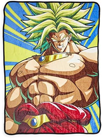 Dragon Ball Z Broly Fleece Throw Blanket - Cozy 45" x 60" Soft Fluffy Warm Lightweight Comforter - for Bed, Dorm, Living Room, Camping, DBZ Bedding - Cute Kids & Anime Series Fan Gifts & Collectibles