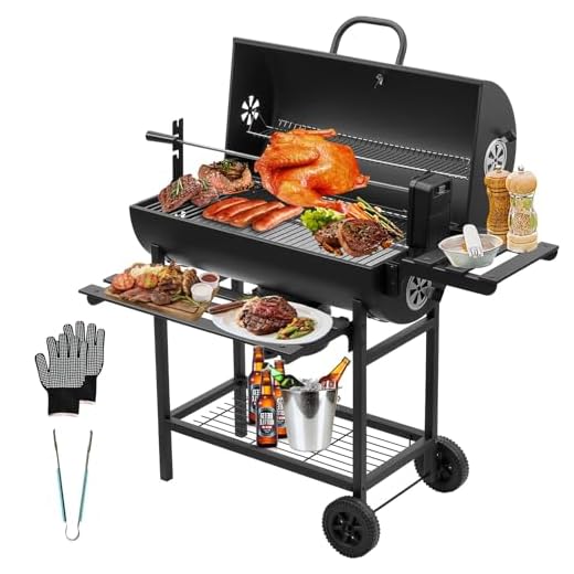 TEENO barbecue carbonella XXL,Barbecue Carbon de Bois,Grill à Carbon con copertina, Termometro,Cinturino a Cenere,Guanti anti-bruciature, Evento regolabile.