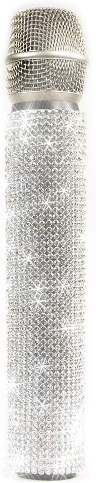 MicFx® »7001 Crystal« Microphone Sleeve - Slip On Sleeve For Wireless Mics - Style: White Diamonds