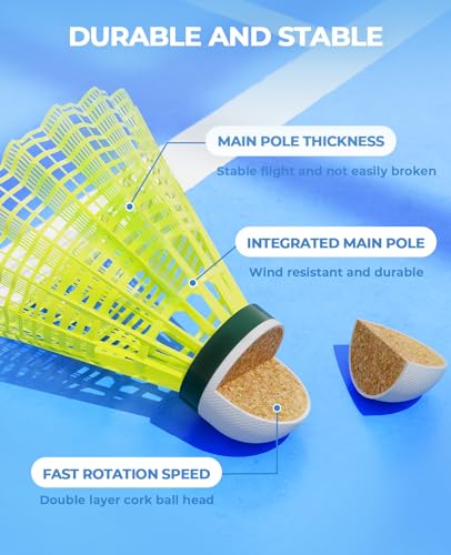 image for HIRALIY Badminton Shuttlecocks Birdies, Shuttlecocks for Badminton Set