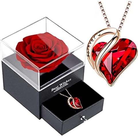 Ewige Rose Box,Infinity Rosen mit Rubin Kette Cover