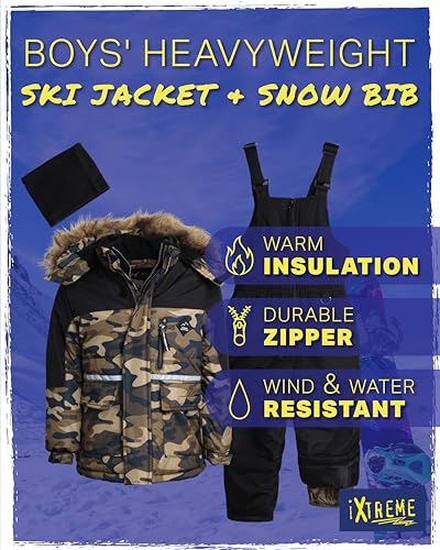  Heavyweight Insulated Ski Jacket and Snow Bib for Boys (Ages 4-18)