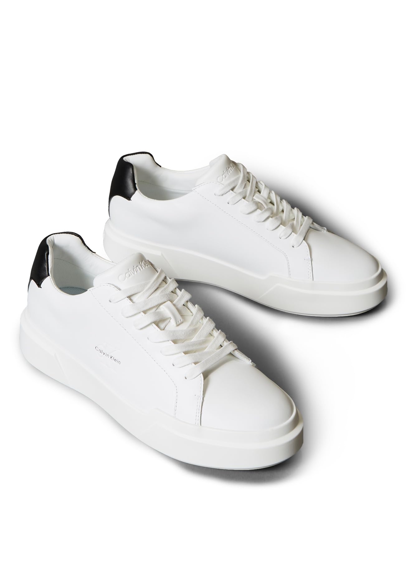 Calvin Klein Sneaker con Suela Cupsole Hombre Chunky Laceup de Piel, Blanco (Bright White/Black), 40