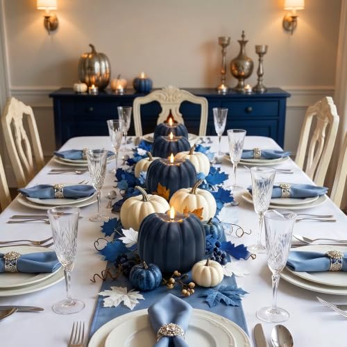 Vela LED parpadeante que funciona con pilas tipo calabaza azul 5