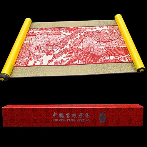 Paper-Cut Art Decorative Painting Scroll China Features Handmade Paper Crafts Gifts,Cloth Qingmingshanghetu
