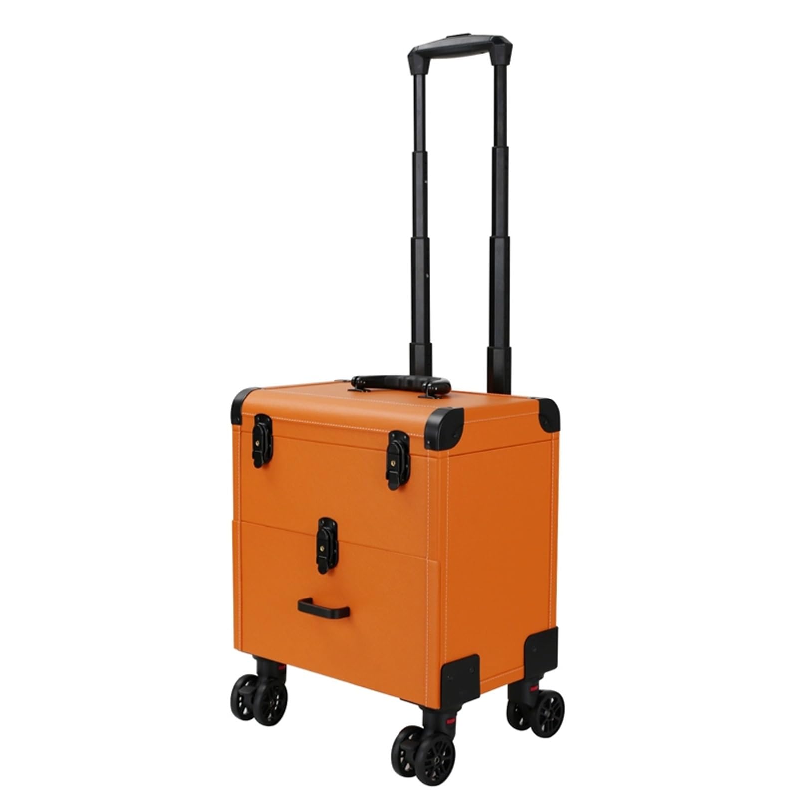 Rolling Makeup Train Case, Multi Layered Makeup Case with Wheels Barber Case, for Hair Stylist Makeup Nail Tech Salon(Orange)