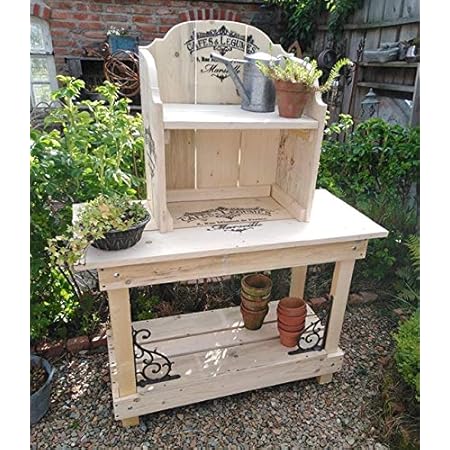 Pflanztisch Gartentisch antik-look im mediteranen Stil mit Zinkplatte