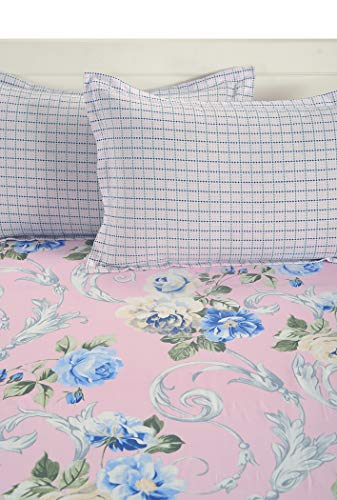 Image of Swayam Pure Cotton Double Bedsheet with 2 Pillow Covers | 160 TC Soft Breathable Bed Sheet | Floral Printed | Size 90 x 100 inch | Comfortable & Durable for Bedroom - Pink