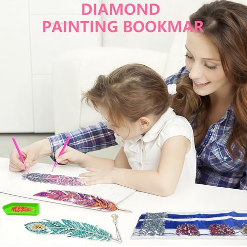 Bellanova 8-Teiliges DIY-Set Diamond Painting Lesezeichen, Feder Lesezeichen mit Strassanhängern und Werkzeug, Kreatives Basteln für Anfänger und Bastelbegeisterte, Mehrfarbig (Mehrfarbig)