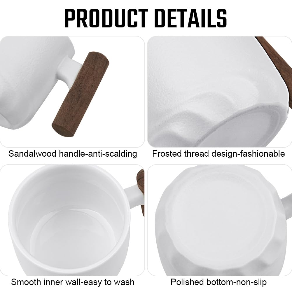 Vicloon Espresso Cups, Ceramic Coffee Mug, Coffee Cup with Wooden Handle Espresso Shot Cups - Image 3