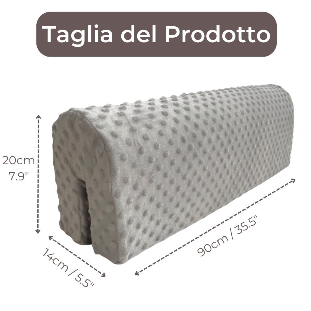Wonder Space Paracolpi per sponde letto per bambini - Imbottitura paracolpi per sponda di protezione - Anticollisione | Altezza aumentata | Prevenzione cadute | Sicurezza migliorata (90cm, Grigio)