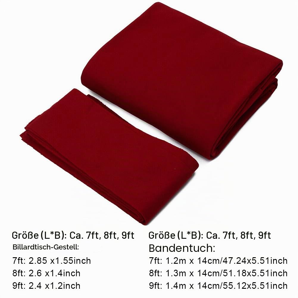 Billard-Tischtuch - gekämmte Wolle + Nylon-Tischtuch - Home Hotel 7/8/9 Fuß Matte 6 Stück Streifen Bar Billard Tuch professionell langlebig