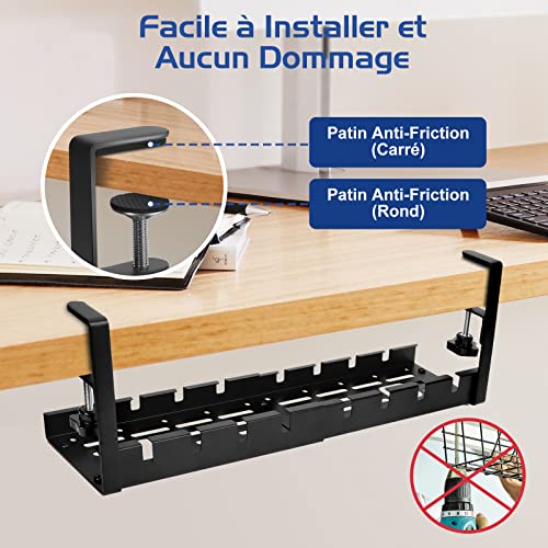Rangement câbles extensible sans percer pour sécuriser les fils sous la table
