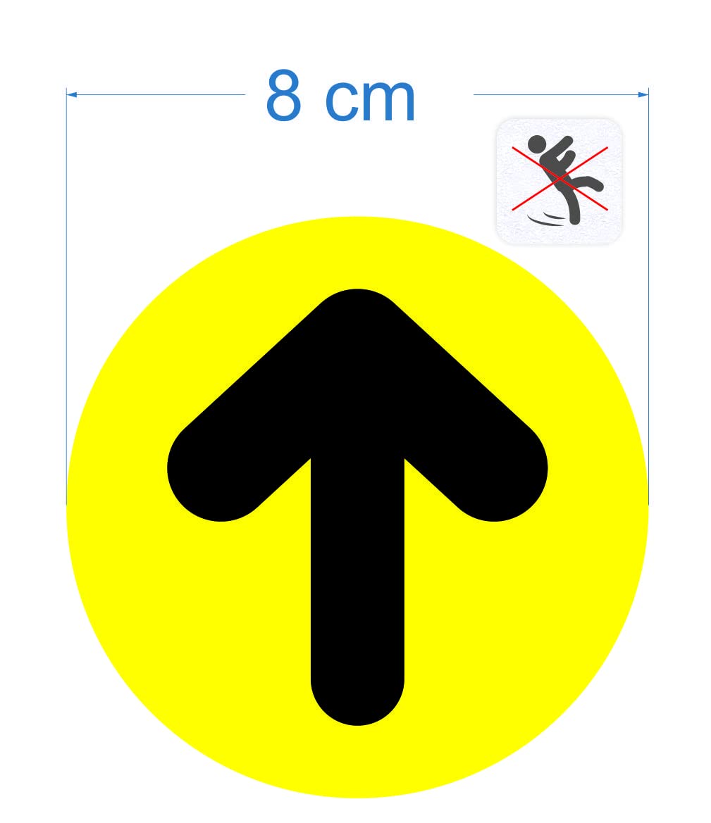 Frecce adesive per pavimento 10 pz da 8 cm giallo adesivi di segnalazione direzionale antiscivolo per pavimento (8 cm giallo)