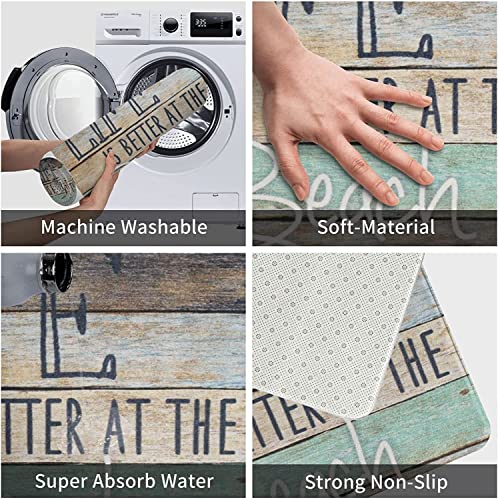 SPXUBZ Life is Better at The Beach Door mats Wood Stripe Non Slip Entrance Beach Rug Indoor Durable and Waterproof Machine Washable Doormat 18 x 30 Inch - Image 7