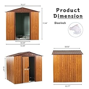 6 x 6 FT Outdoor Storage Shed, Metal Garden Shed with Floor Frame, Tool Shed Outdoor Storage with Lockable Sliding Doors & Air Vents, Storage House Waterproof for Backyard, Lawn, Coffee 6 x 6 FT Outdoor Storage Shed Metal Garden Shed with Floor Frame Tool Shed Outdoor Storage with Lockable Sliding Doors Air Vents Storage House Waterproof for Backyard Lawn Coffee