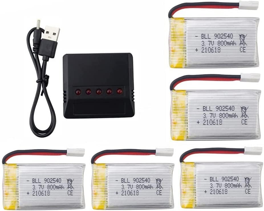 5PCS 3.7V 600mAh Batteries With 5-in-1 Charger For Syma X5C/X5SW Drones & More - View #10