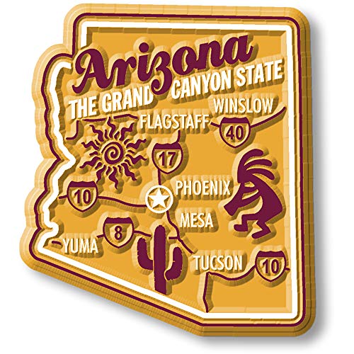 Imán decorativo de estado Arizona Vintage 3D goma 2x2.3