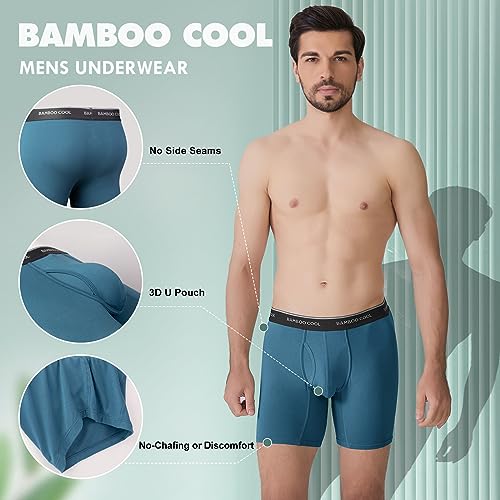Bamboo Cool Men's Underwear Boxer Briefs Soft Breathable Moisture Wicking Underwear Bamboo Viscose Performance 4 Pack #TOP4