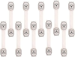 Cerraduras de seguridad para bebés, 10 cerraduras autoadhesivas para gabinete, a prueba de niños, cerraduras multiusos de seguridad para bebés, para cajones, nevera, armario, color blanco