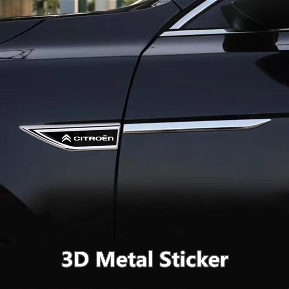 Emblème Citroën Chromé Pour C1 C2 C3 C4 C5 C6 C8 - Autocollant 3D Avant/arrière - Style Silver