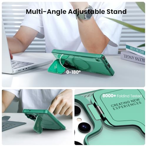 Image of Nillkin Magnetic for Galaxy S25 Ultra Case Clear, Compatible with Magsafe, Never Yellow & Biodegradable Material, Translucent Case with Kickstand & Camera Cover for Samsung Galaxy S25 Ultra, Green