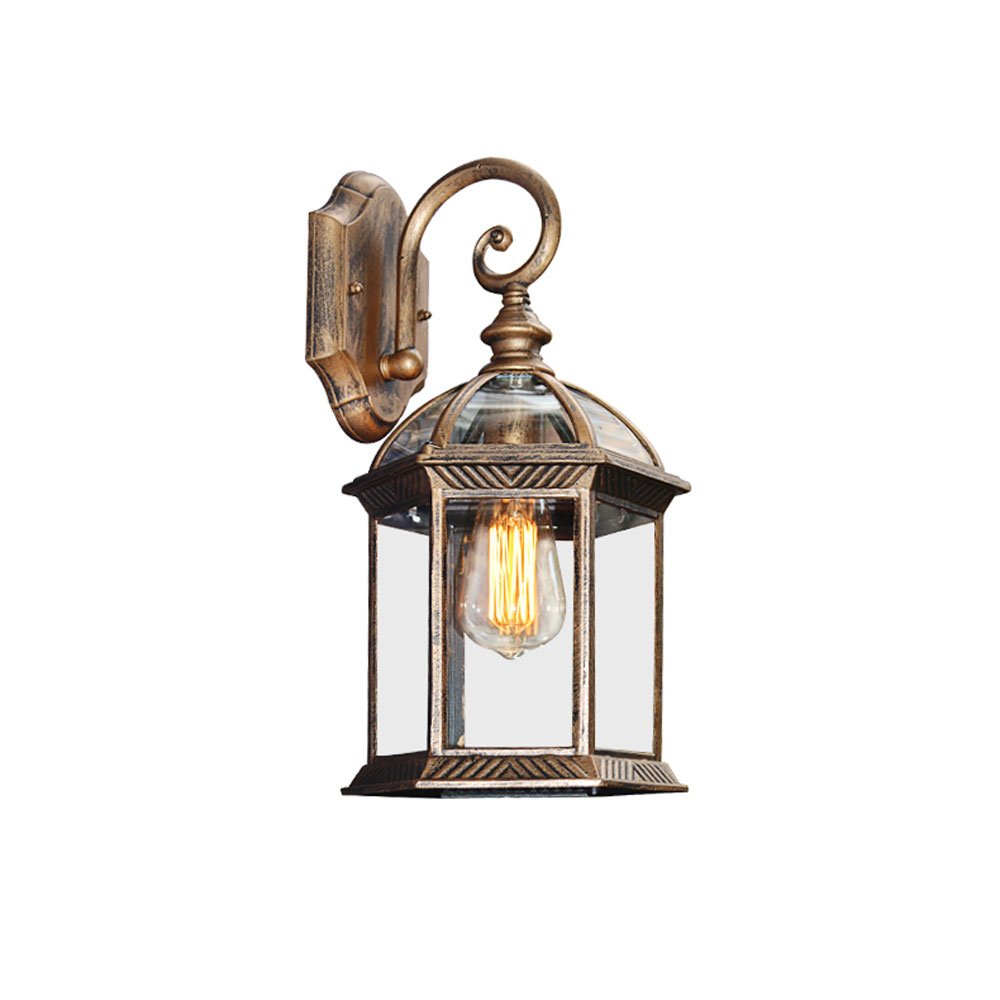 HPTHLY Wall Lamp Lighting Antique Classic Outdoor Wall Lantern Waterproof Vintage Garden Wall Lamp 1-Lights E27 Courtyard Decoration Alumiwall Sconce Light H(Brass)