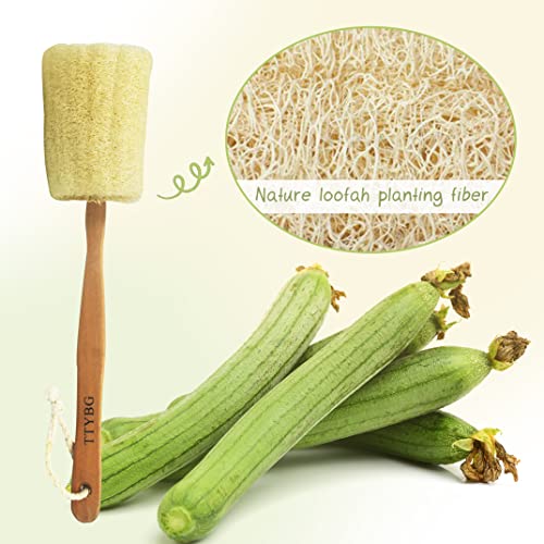 Natural Exfoliating Loofah Luffa Loofa Back Sponge Scrubber Brush With Long Wooden Handle Stick Holder Body Shower Bath Spa Pack Of 2 #TOP2
