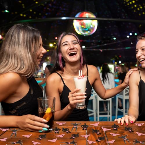 Image of Whaline 300 Pcs Bachelorette Party Table Confetti Funny Male Confetti Black Pink Table Centerpiece For Bridal Shower Party Decoration