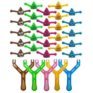 PMELCXD pddstance Poop Slingshot Toy, 35 PCS Poops Slingshot Toy Stretchy Sticky Catapult Flying Stress Relief Finger Toys(5 Slingshot+30 Bullets)