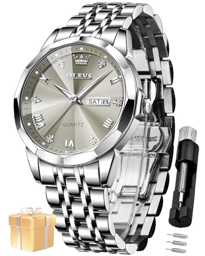 Image of OLEVS Watch for Man Analog Quartz Dress Diamond Business Stainless Steel Watches Waterproof Luminous Date Luxury Wrist Watches | Original Import Dress Gift,Diamond,Easy to Read Chronograph women's Watch