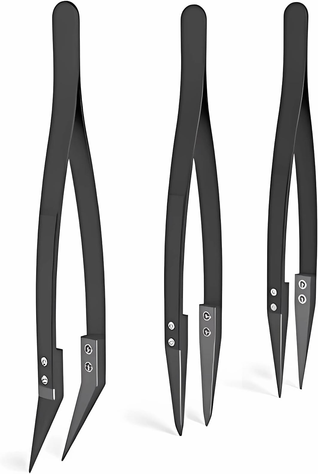 UETECH Black Ceramic Tweezers Set - Antistatic,Anticorrosion,Antimagnetic,Highly Heat Resistant up to 3000F(3Pack)