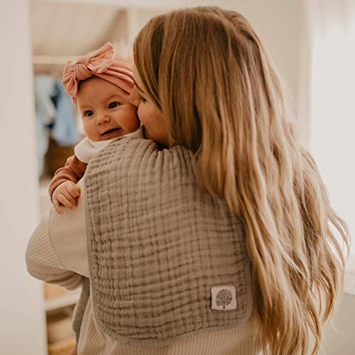 Parker Baby Muslin Burp Cloths | 100% Cotton Burping Clothes, Newborn Essential | Must-Have Baby Registry, Modern and Trendy Colors | 20\"x11\" Unisex Large Baby Burp Cloths, 4-Pack Gray Set - Thumbnail 2