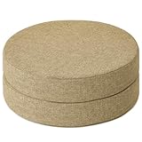 AddGrace 2.5" Thick Non Slip Round Chair Pad Set of 2, 16" Round Chair Cushion with Machine-Washable Cover and Long Zipper, Seat Cushions for Kitchen, Office, Floor and 16" Ottoman, Beige