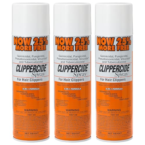 CLIPPERCIDE 5-in-1 Clipper Disinfectant Spray 15oz, 3 Pack | Cleans, Lubricates, Cools, Prevents Rust & Disinfects | Professional Clipper Spray for Barbers, Stylists & Pet Groomers | Made by BARBICIDE