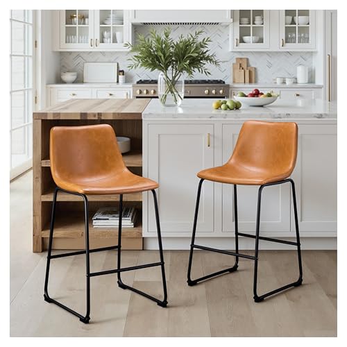 Image of STOOLINK 26 Inch Bar Stools Set of 2, Counter Height Barstools with Back