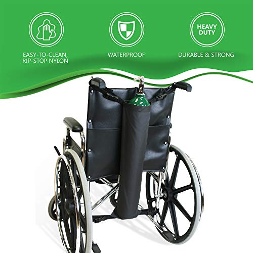 Nyortho Oxygen Tank Holder For Wheelchair - E Cylinder Transport Bag Adjustable Straps Easy To Clean, Heavy Duty, Waterproof Standard Wheelchair Size #TOP1