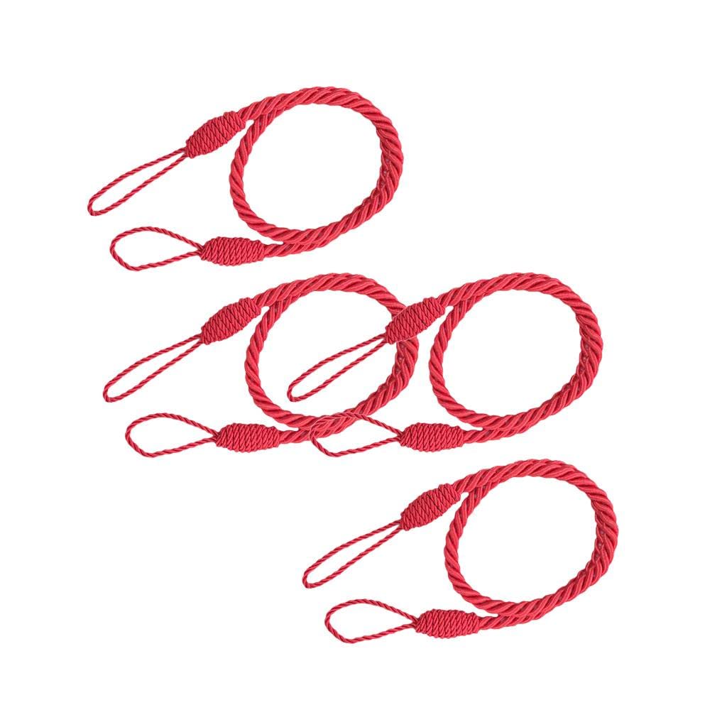 Merishopp 4 PCS Rope Curtain Drape Tiebacks Tassel Living Room Bedroom Red-image-33