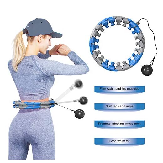 YouTen 2020 New Version Weighted Hula Hoop- Hoola Hoop for Adults and Kids, Smart Hula Hoop with 360 Degree Massage and 24 Detachable Sections Blue