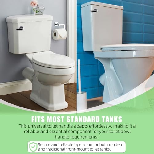 Image of Toliet Handle Front Mount Toilet Tank Flush Lever Replacement, Trip Lever Handle Universal Fits Most Toilets, Easy Install, Chrome Finish