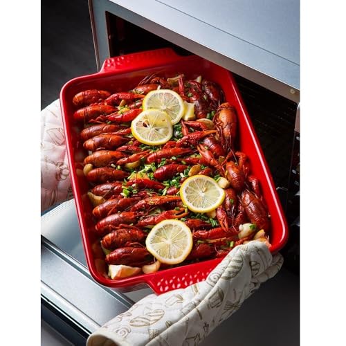 Bandeja rectangular de cerámica grande para horno de 3800 ml con doble asa 6