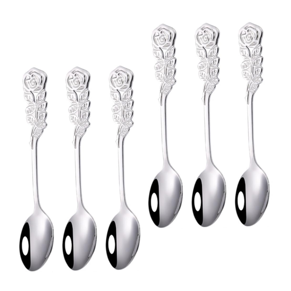 OFFSCH 6Pcs Delicate Stainless Steel Spoon Creative Rose Design Dessert Spoons Versatile Kitchen Supply for Home Restaurant and Use
