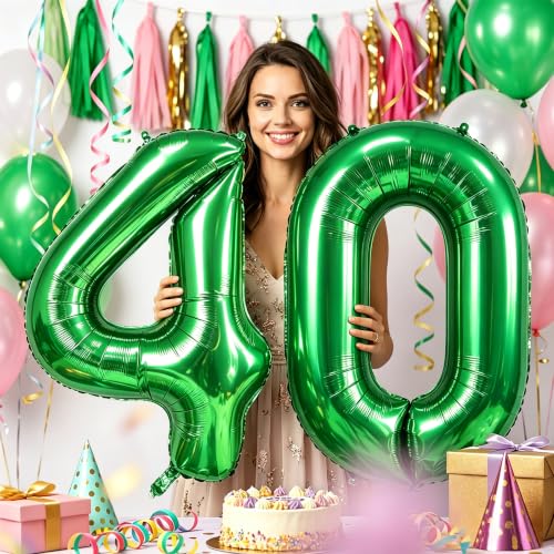 Image of Number Balloons Green Party Balloon - Giant Number 40 Balloon, 40 Inch Large Balloon for St. Patrick's Day Games Theme Birthday Decoration, Girls Boys Party Supplies