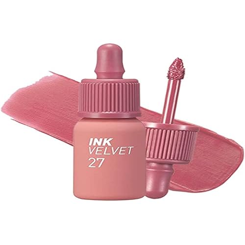 Peripera Ink the Velvet Lip Tint | High Pigment Color, Longwear, Weightless, Not Animal Tested, Gluten-Free, Paraben-Free | #027 STRAWBERRY NUDE, 0.14 fl oz