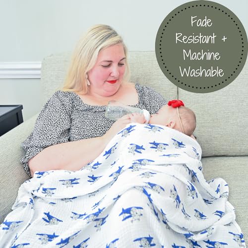 Image of LollyBanks Muslin Swaddle Blanket, 100% Muslin Cotton Baby Blankets for Boys, 47 X 47 Inches Baby Boy Swaddles, Breathable and Lightweight Infant Blanket, Newborn Essential, Registry (Airplane Print)