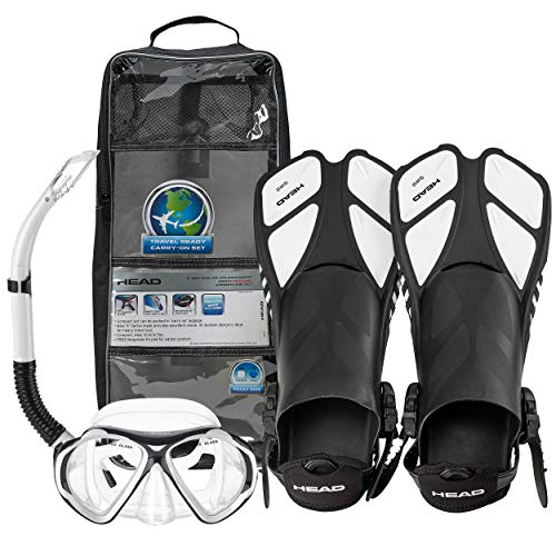 Head Italian Collection Sailor Splash Quest Superior Mask Fin Snorkel Set With Travel Friendly Snorkeling Gear Bag… (White, L/Xl, Men's 9-13 / Women's 10-14) #TOP1